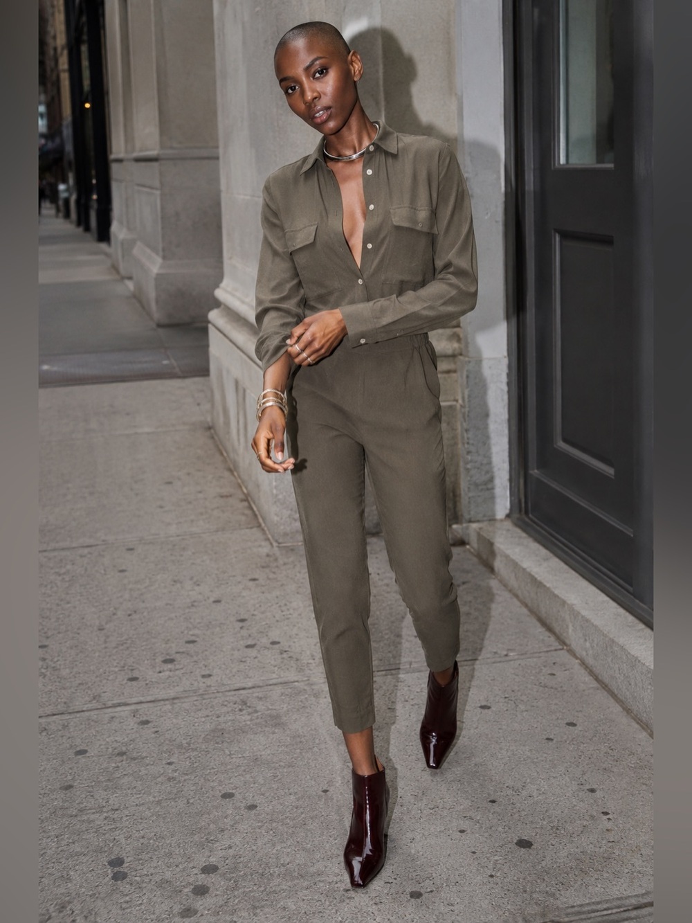 Madewell Olive Utility Jumpsuit XXS Military Workwear